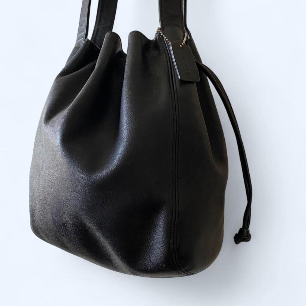 Vintage Coach Lexington Drawstring No. 4180 Black Leather Made in Italy - Picture 2 of 10